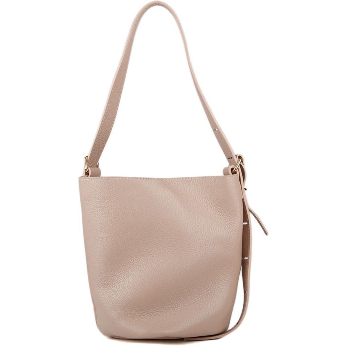 Minimalistische Beuteltasche aus genarbtem Leder
