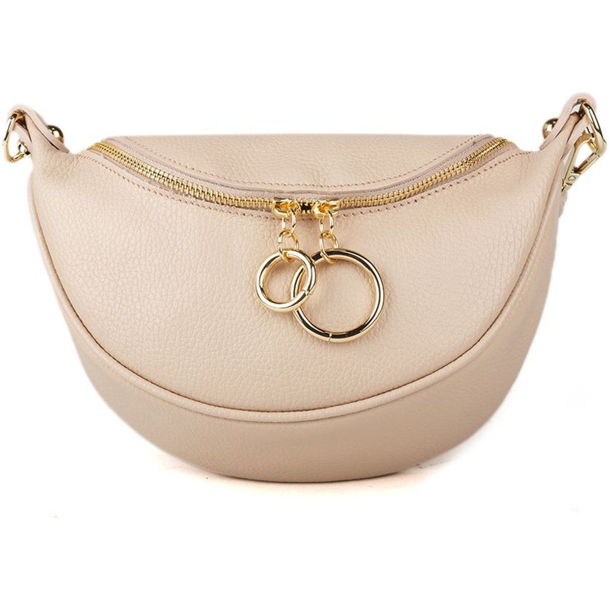 Halbmond-Gürteltasche aus genarbtem Leder