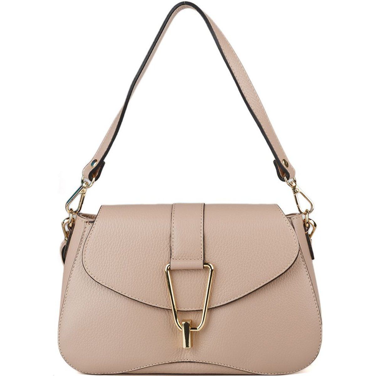 Elegante Überschlagtasche aus genarbtem Leder