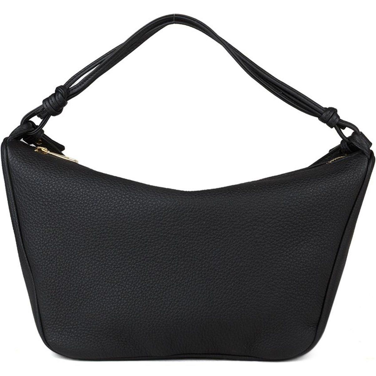 Genarbte Leder-Schultertasche in Halbmondform
