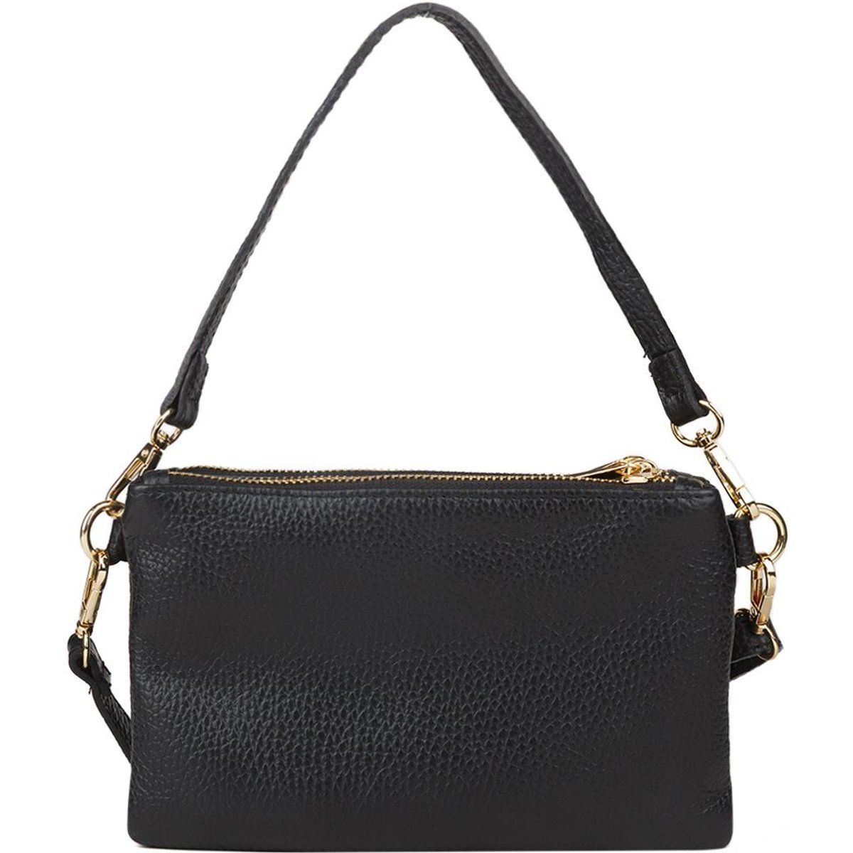 Schultertasche aus genarbtem Leder