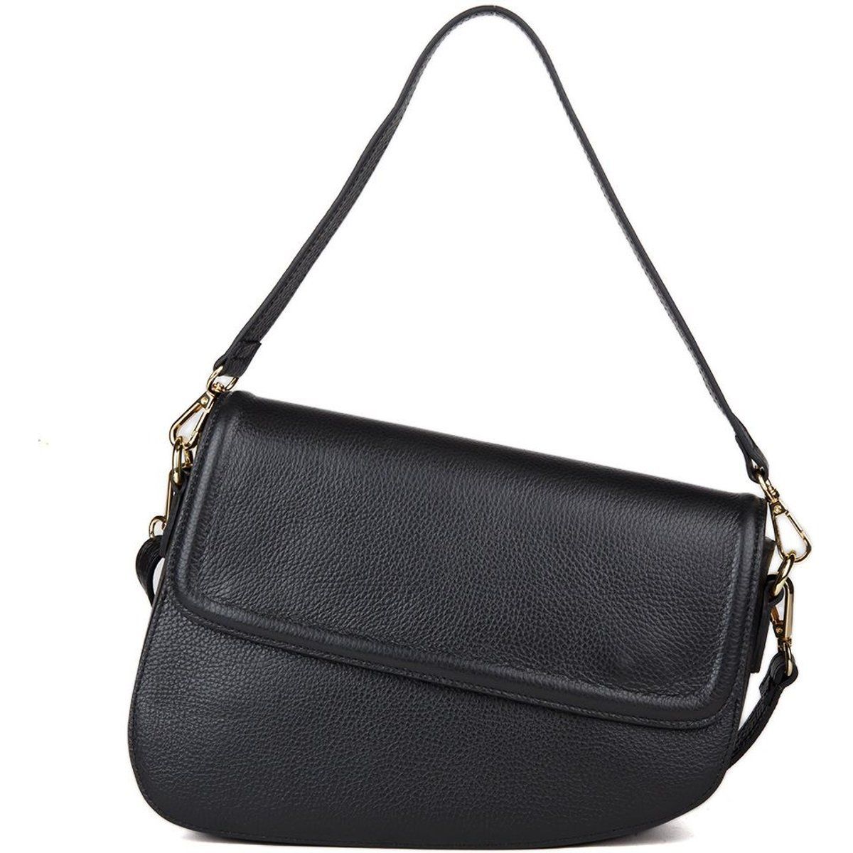 Asymmetrische Satteltasche aus genarbtem Leder