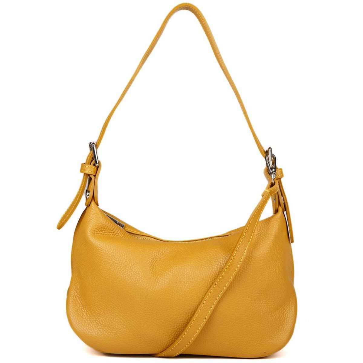 Crescent-Schultertasche aus genarbtem Leder