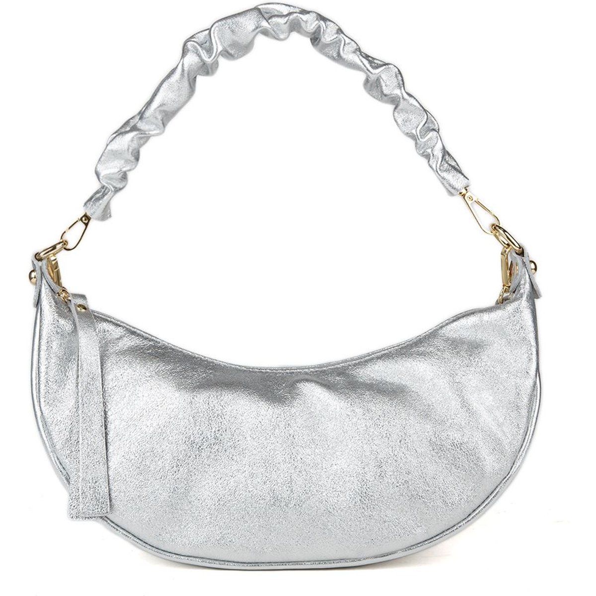 Metallische Halbmond-Schultertasche