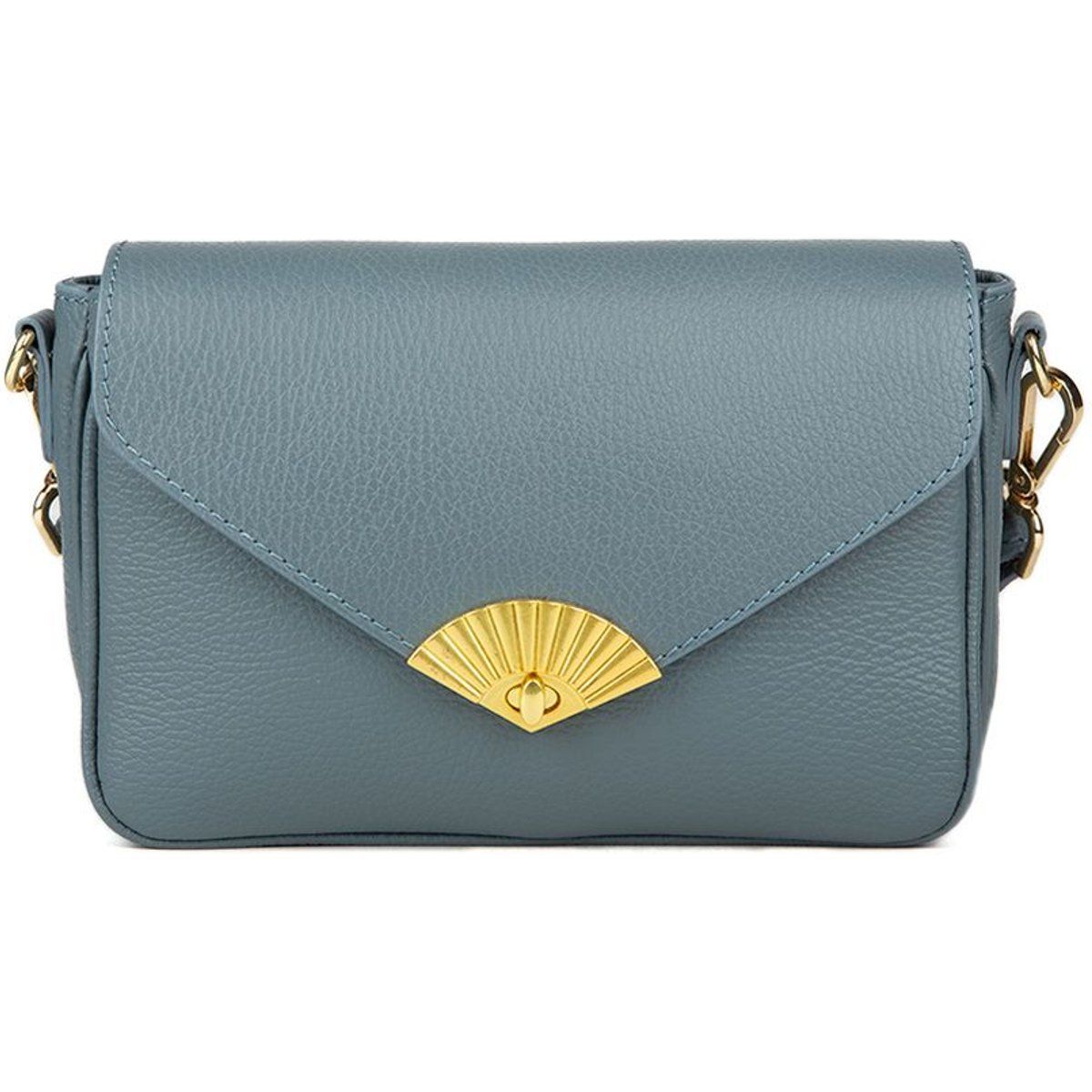 Leder-Umschlagtasche mit Fächer-Verschluss