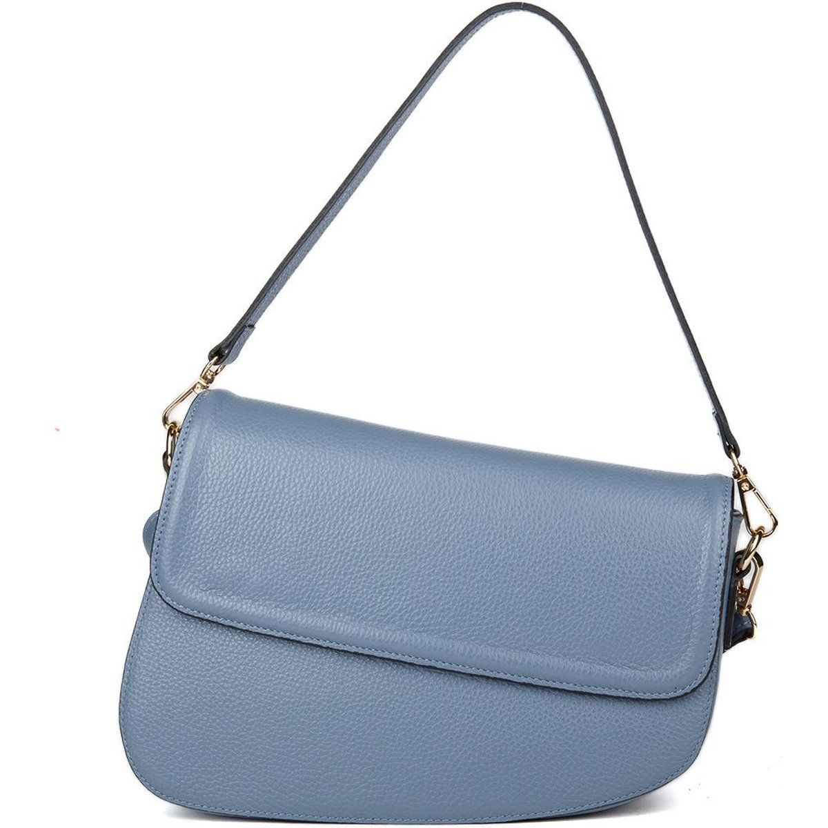 Schultertasche aus genarbtem Leder mit asymmetrischem Überschlag