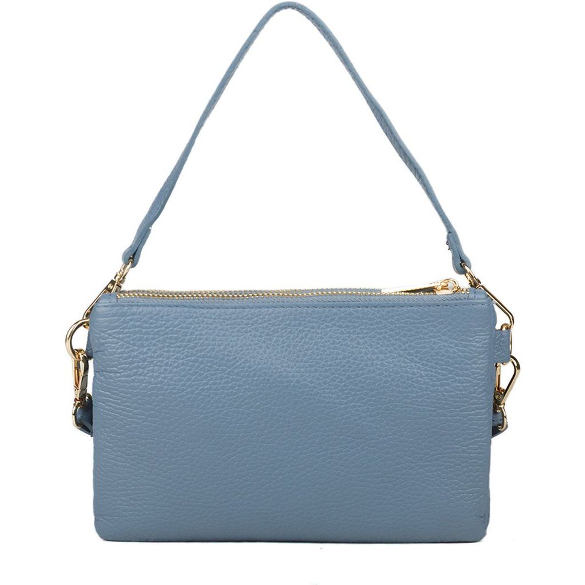 Genarbte Leder-Tasche mit Dreifach-Reißverschluss