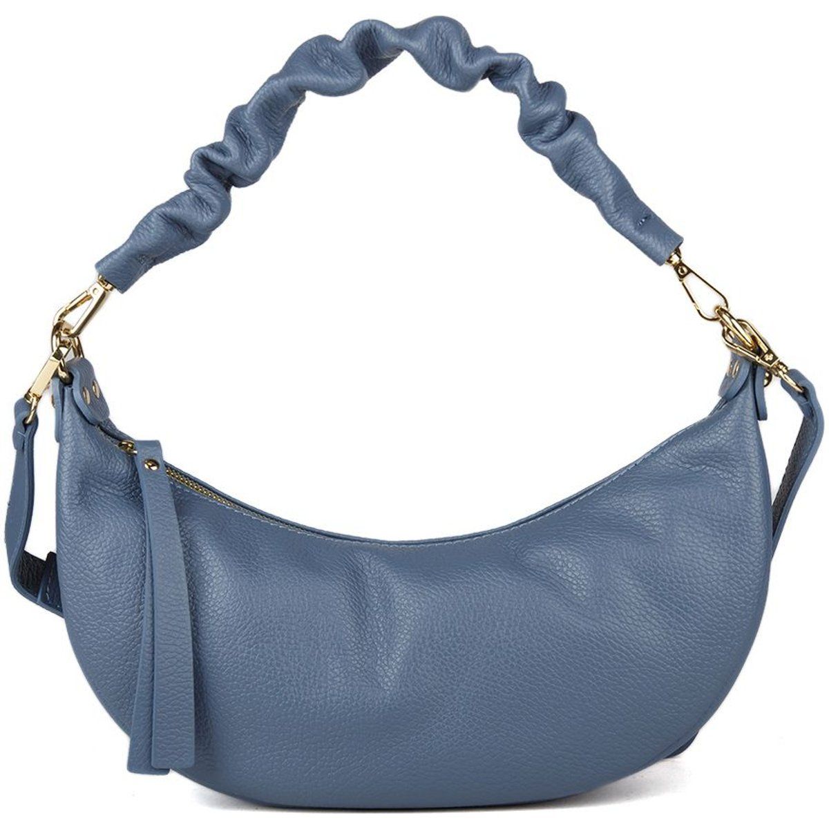 Mondsichel-Schultertasche aus genarbtem Leder