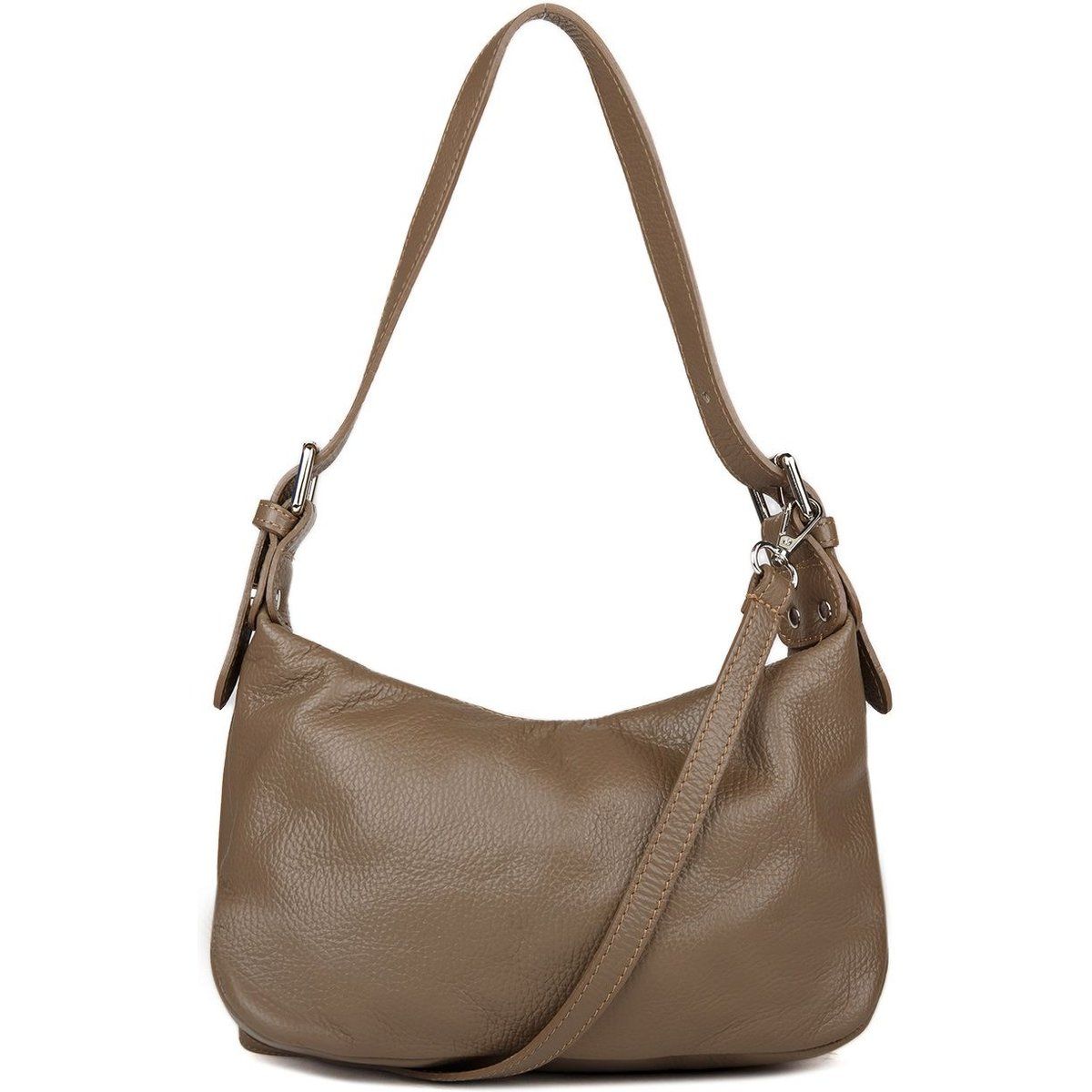 Schultertasche aus genarbtem Leder