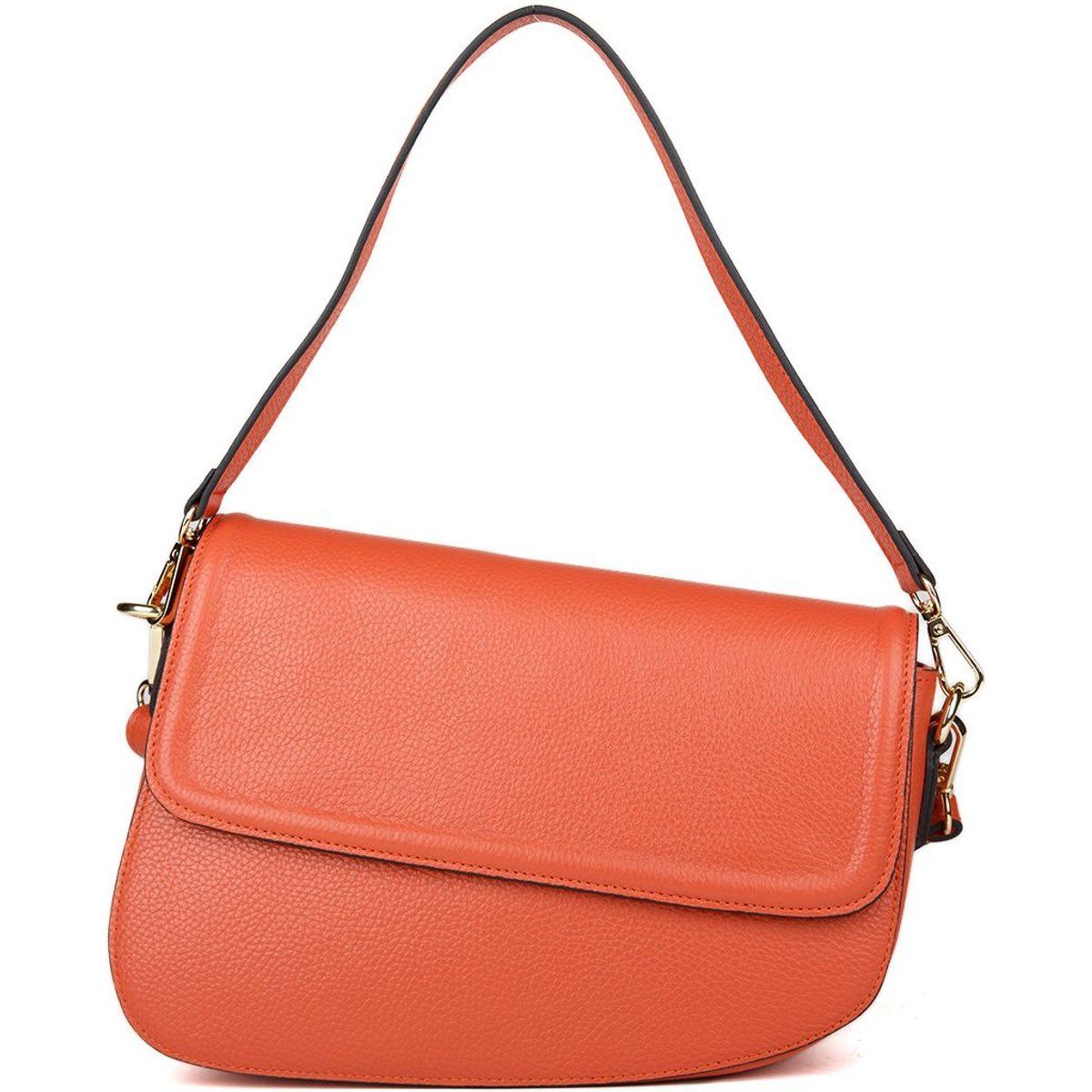 Leder-Schultertasche mit asymmetrischer Klappe