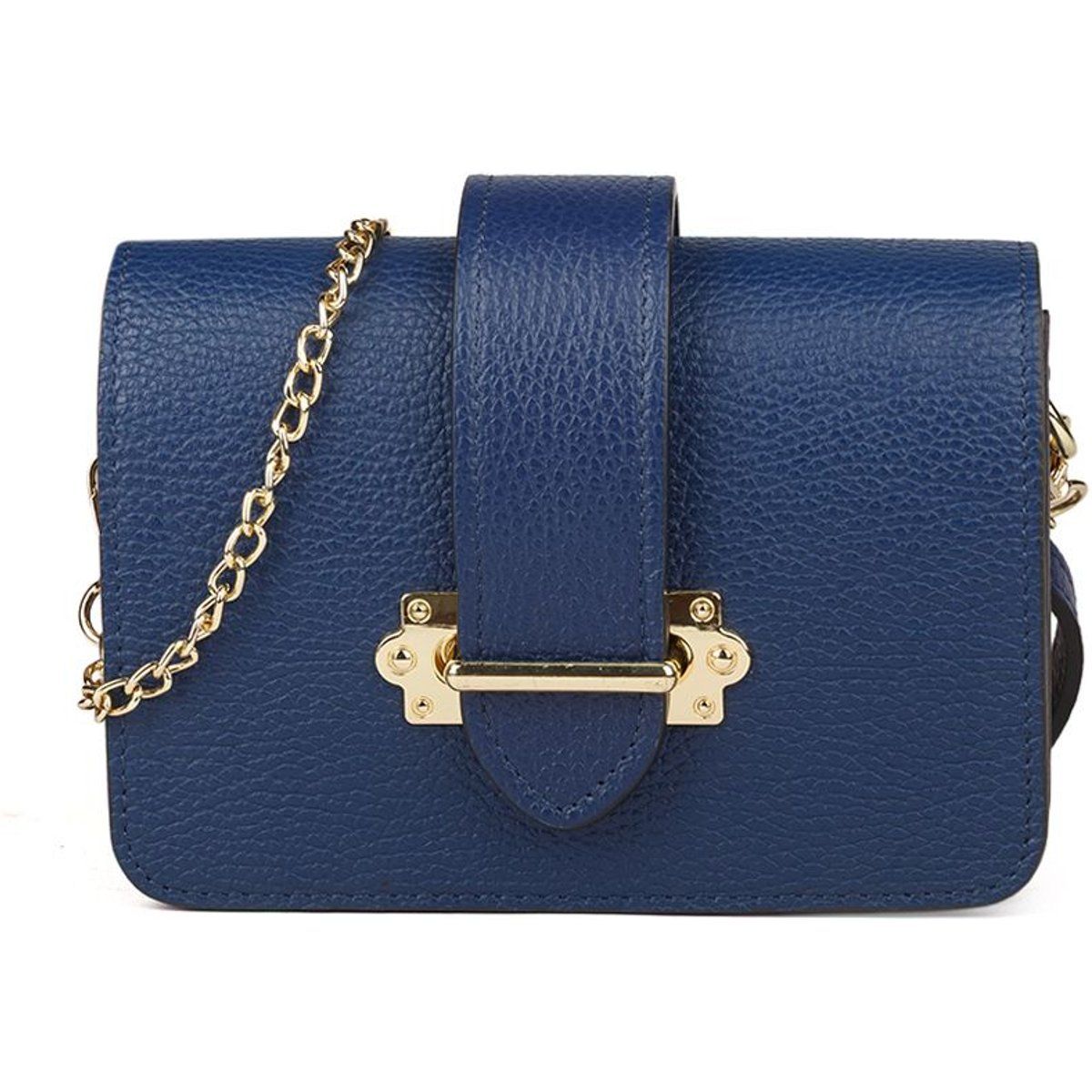 Elegante Überschlagtasche aus genarbtem Leder