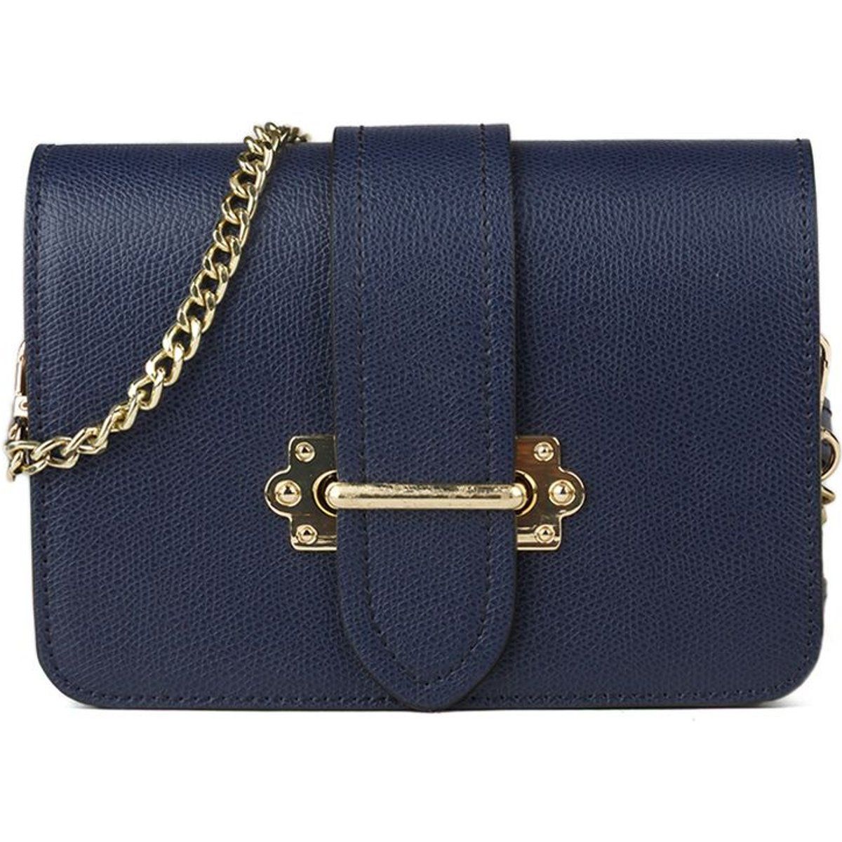 Strukturierte Leder-Tasche mit Klappe