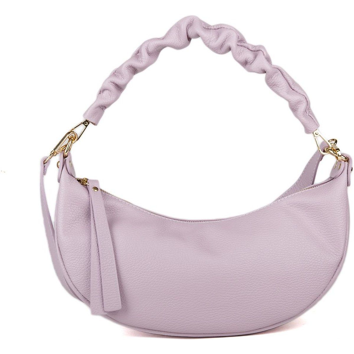 Halbmond-Schultertasche mit gerafftem Griff
