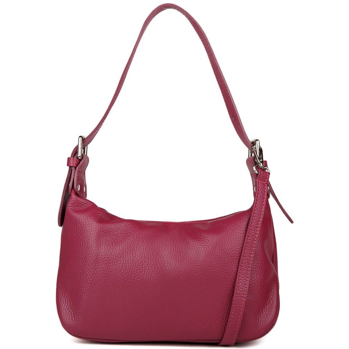 Halbrunde Schultertasche aus genarbtem Leder