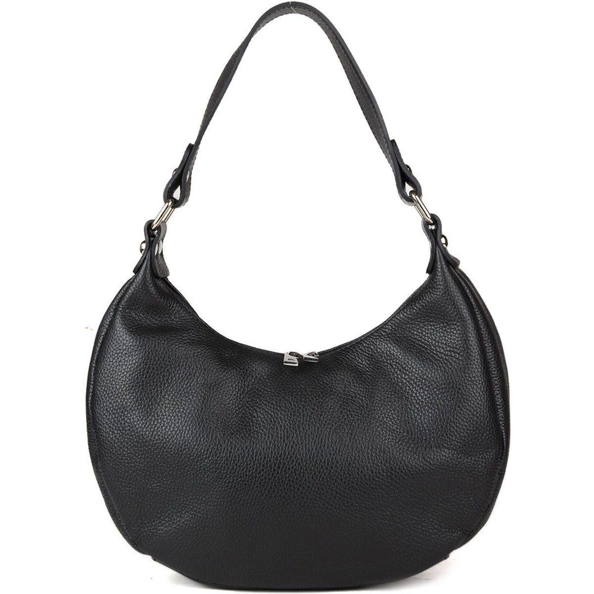 Halbmond-Tasche aus genarbtem Leder