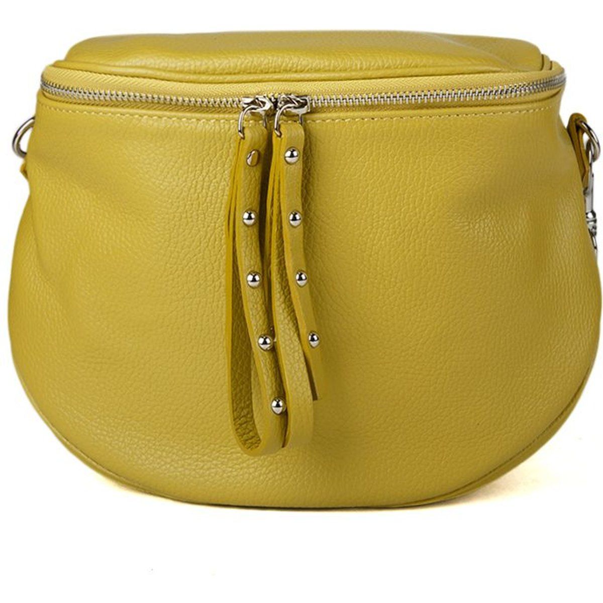 Besetzte Satteltasche aus genarbtem Leder