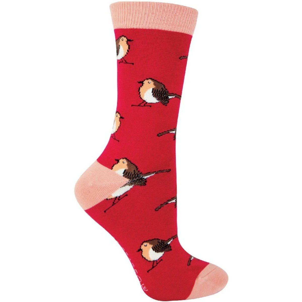 Charmante Socken mit Rotkehlchen-Muster