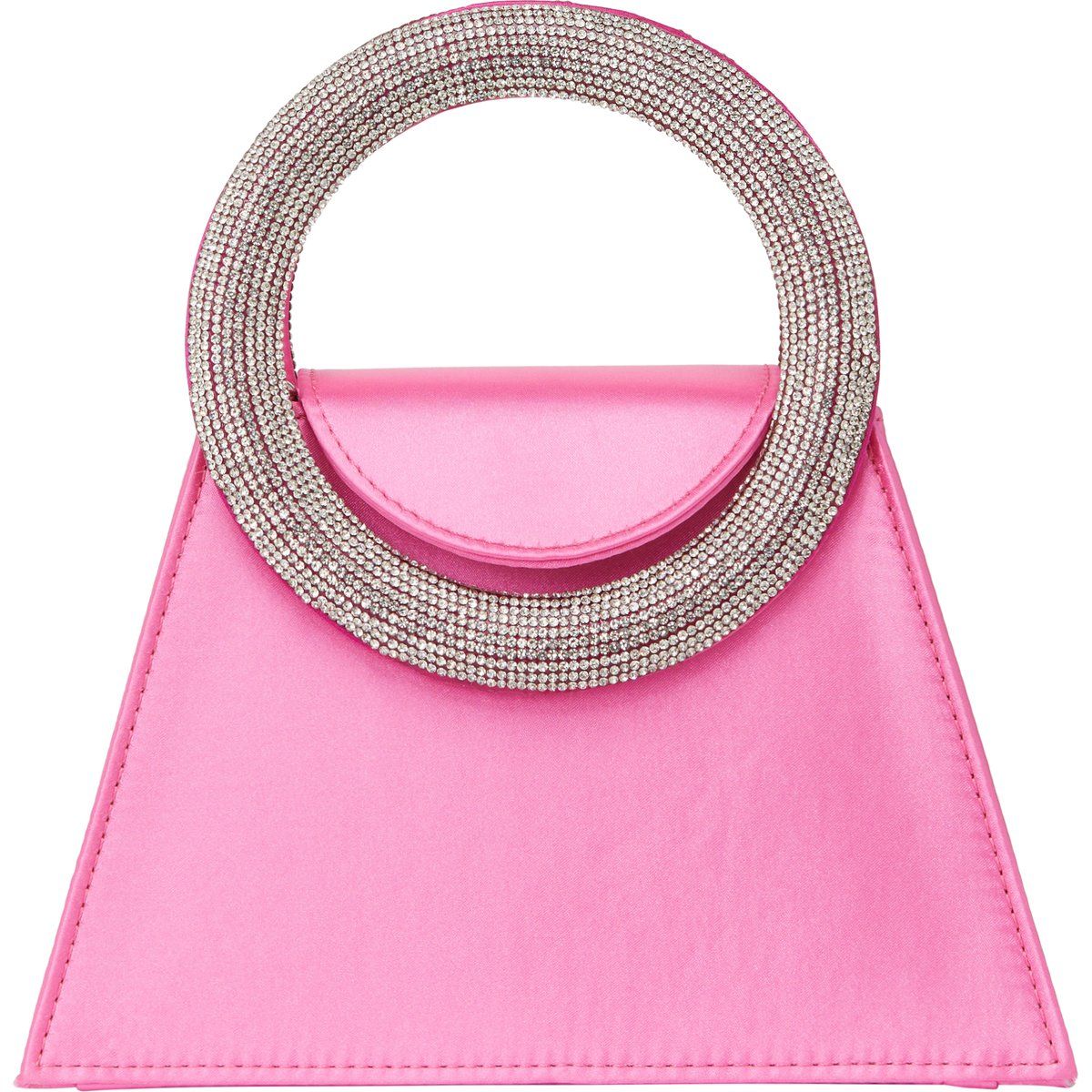 Geometrische Satin-Abendtasche mit Strass-Griff