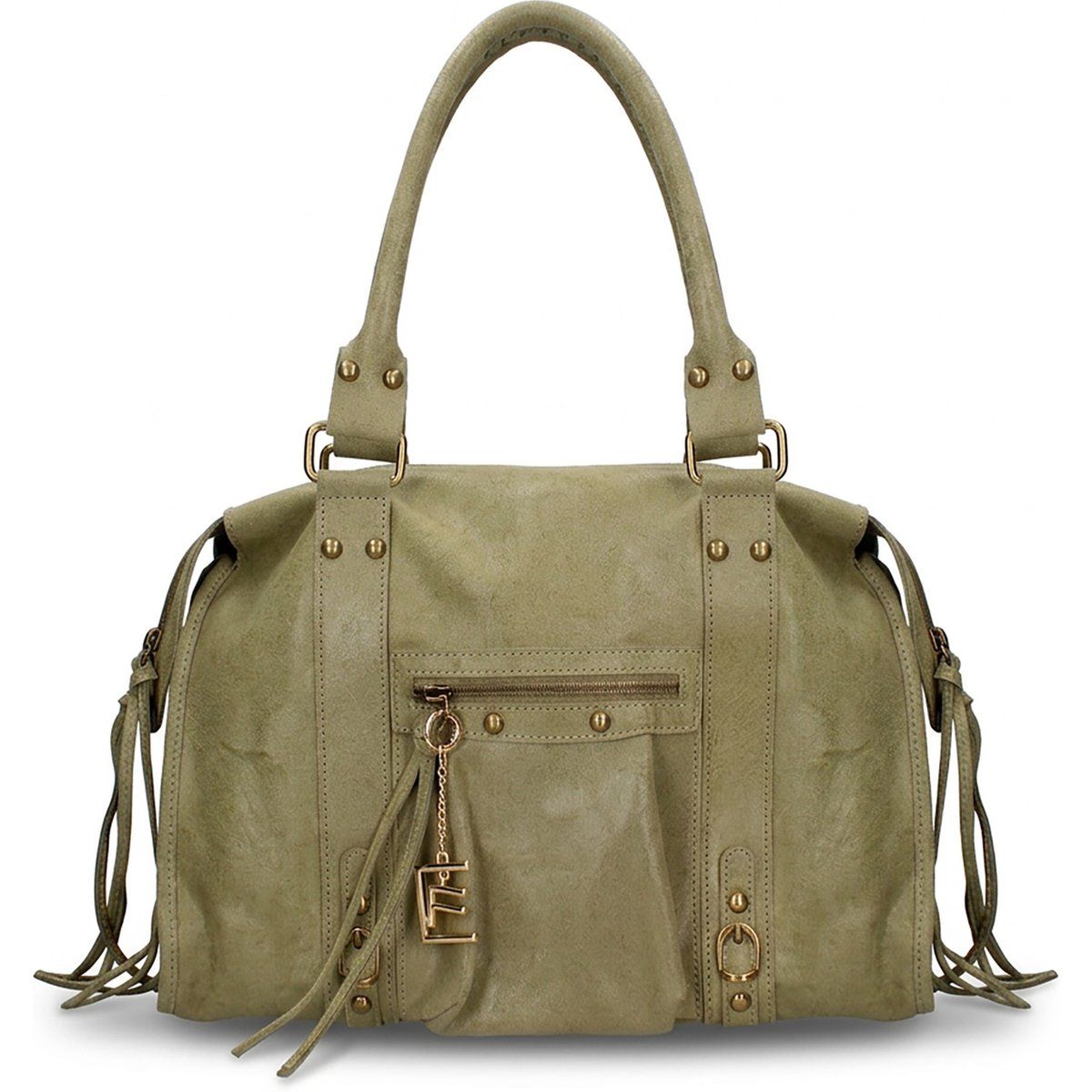 Besetzte Leder-Boho-Schultertasche