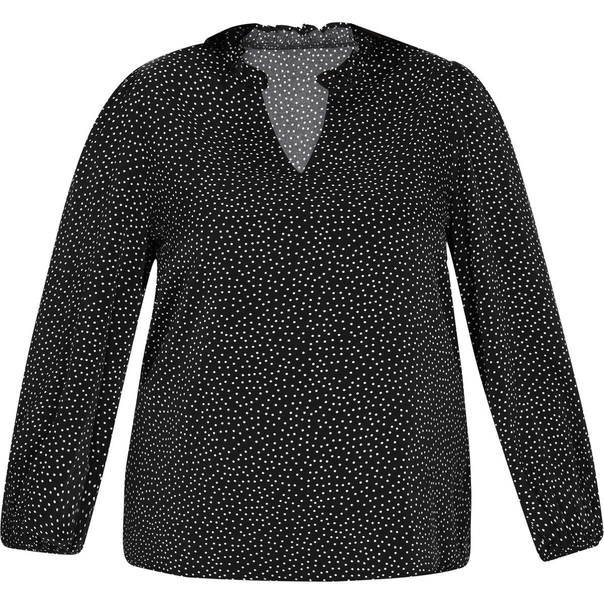 Punktierte Bluse mit Kerbausschnitt