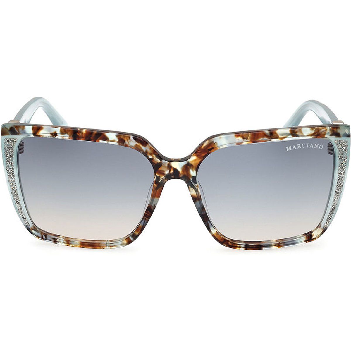 Übergroße Sonnenbrille mit Kristallverzierung
