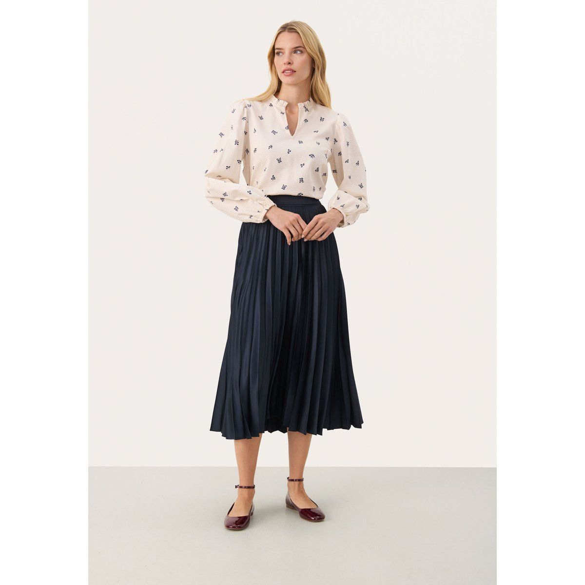 Eleganter A-Linien-Plissee-Midi