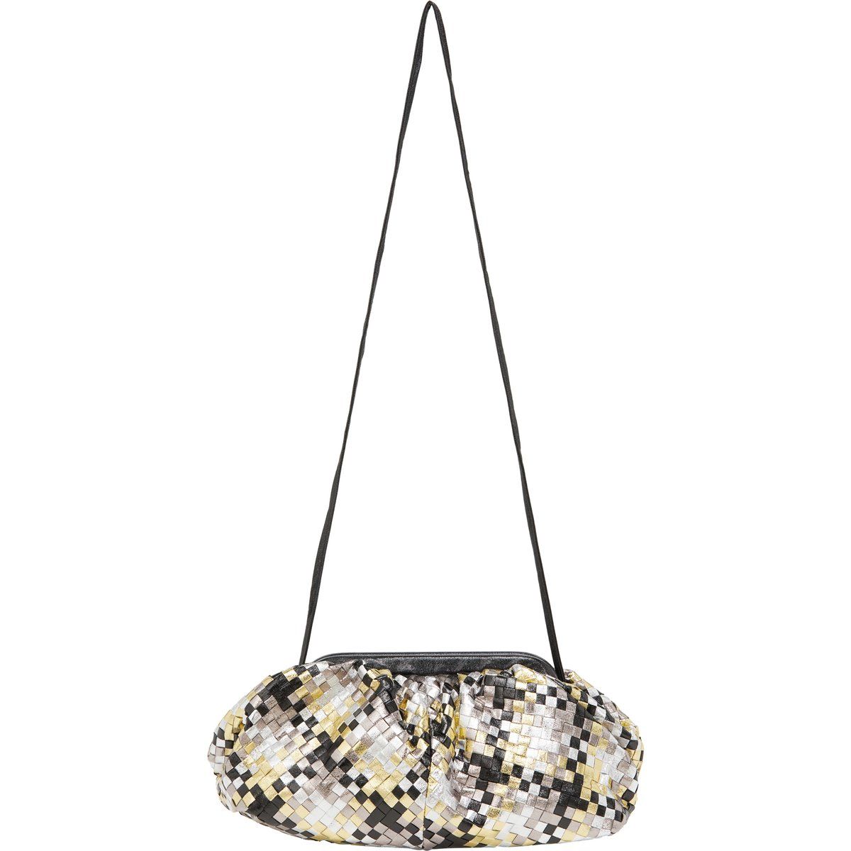 Geflochtene Metallic-Clutch mit Karomuster