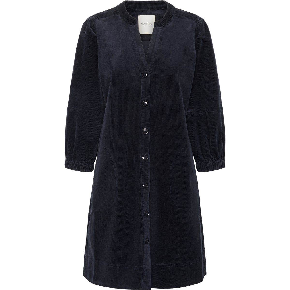 Lockeres Cordkleid mit Knopfleiste