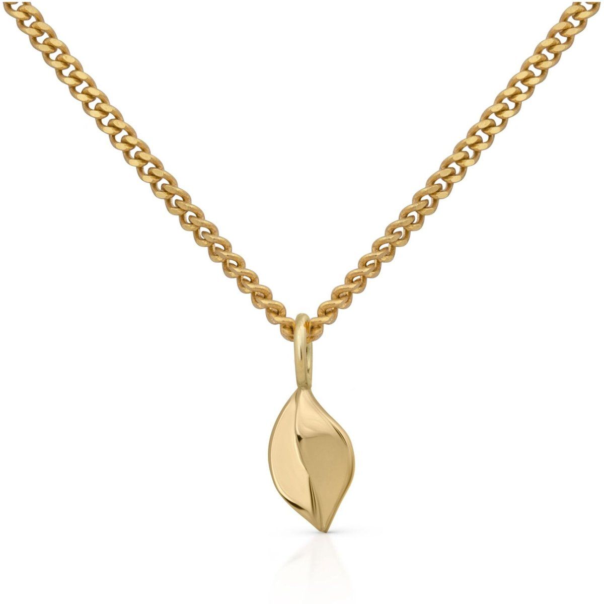 Elegante Goldhalskette mit Blattanhänger