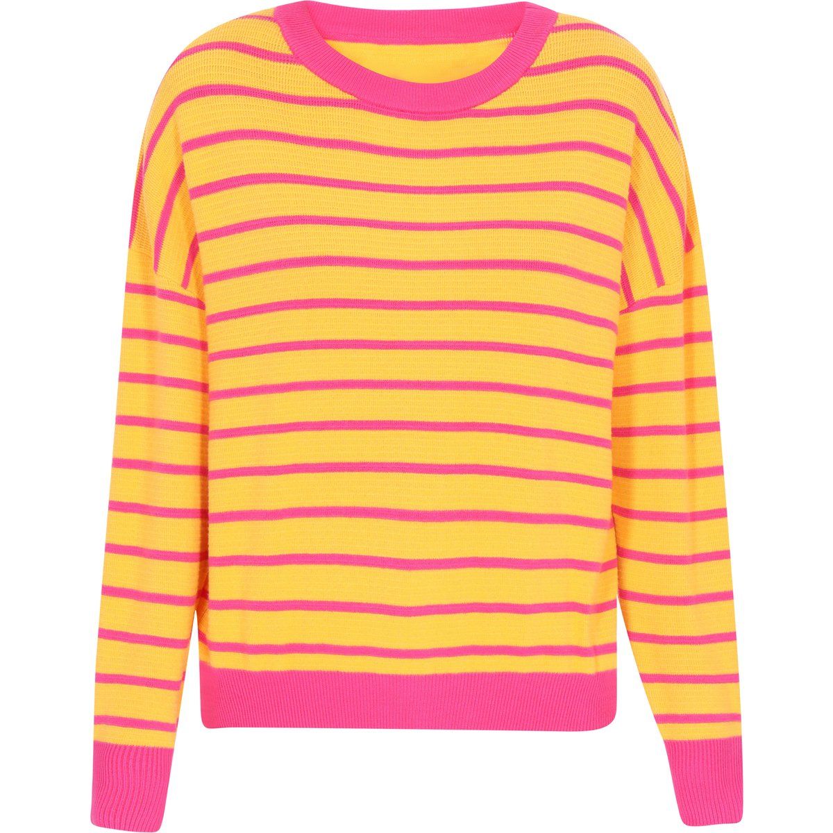 Knalliger gestreifter Rundhals-Pullover