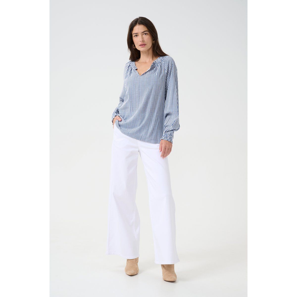 Gestreifte Bluse mit Rüschendetails
