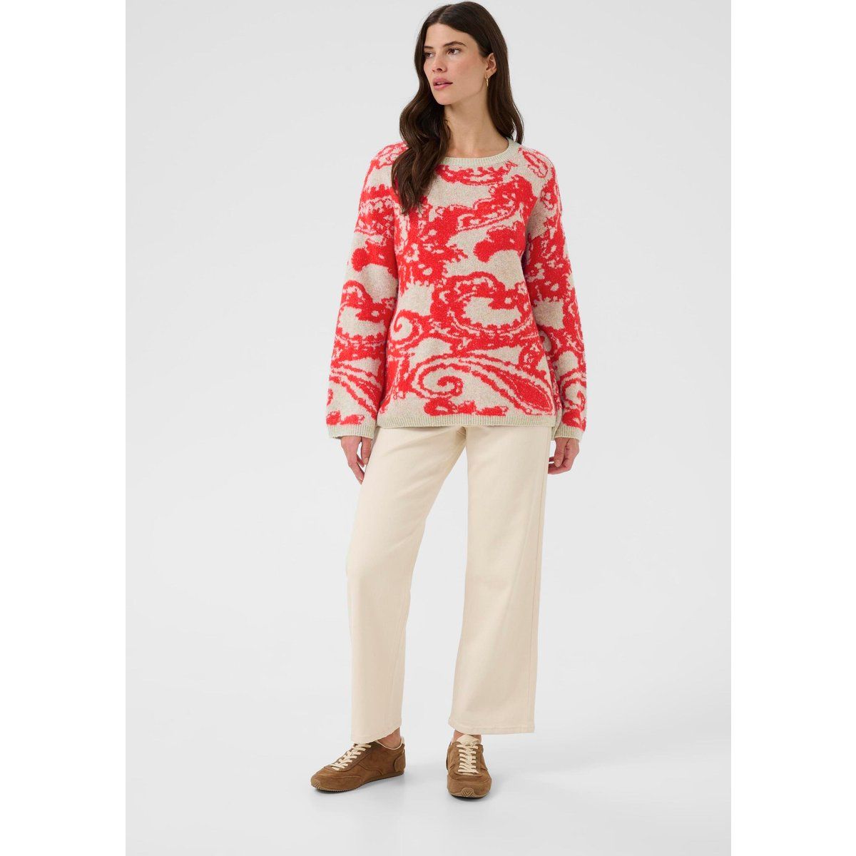 Oversized Strickpullover mit Paisley-Muster