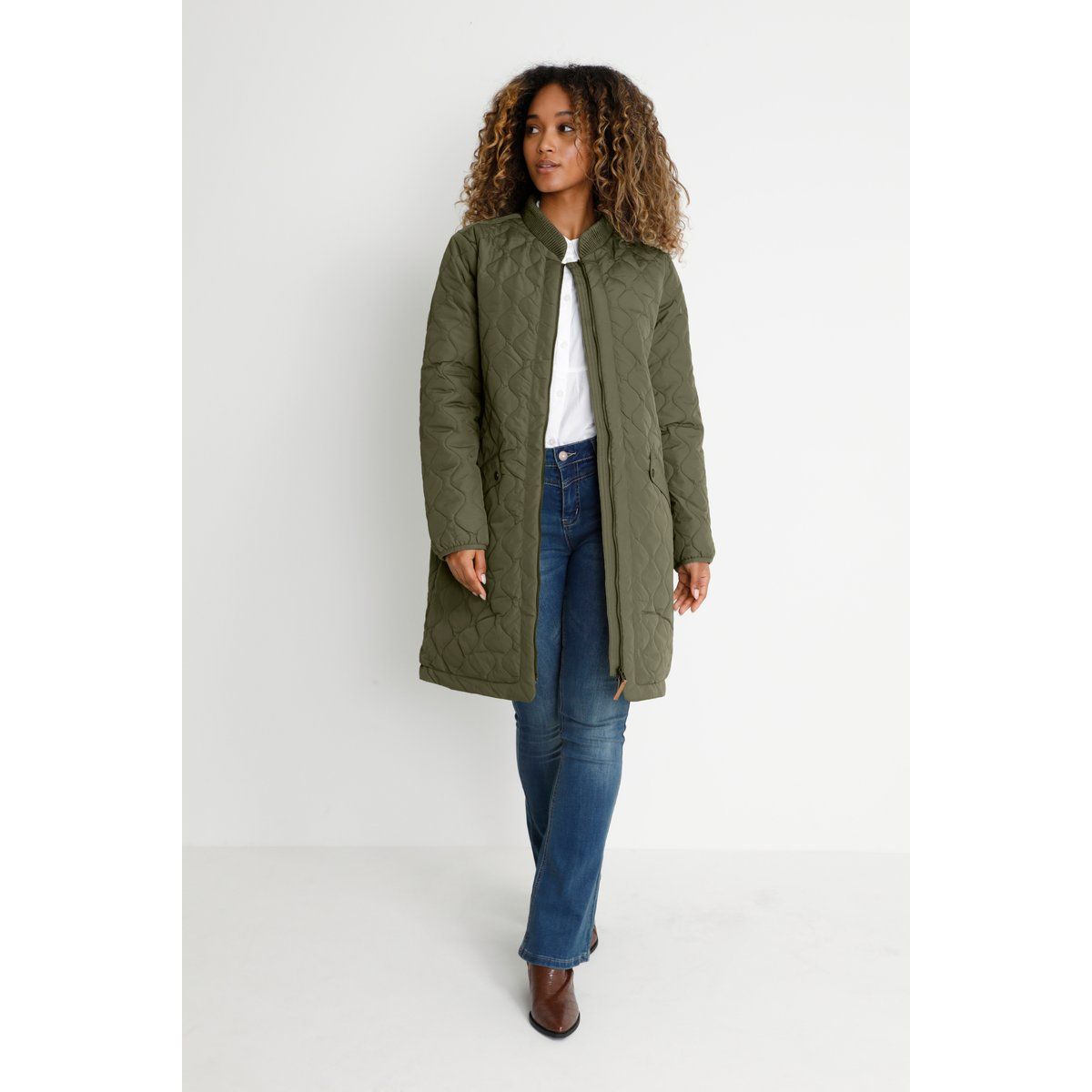 Gesteppte Liner-Jacke in Mittellänge