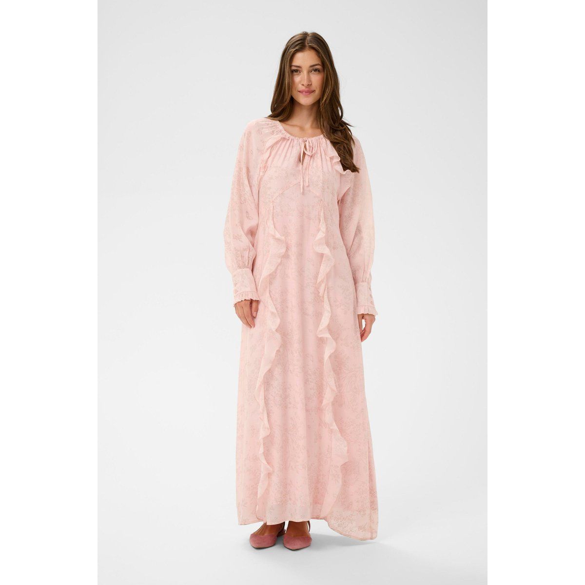 Maxikleid mit Blumenmuster und Volants