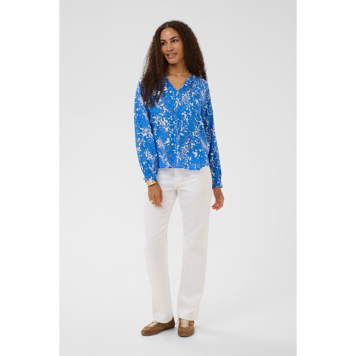 V-Ausschnitt Bluse mit Blumenmuster