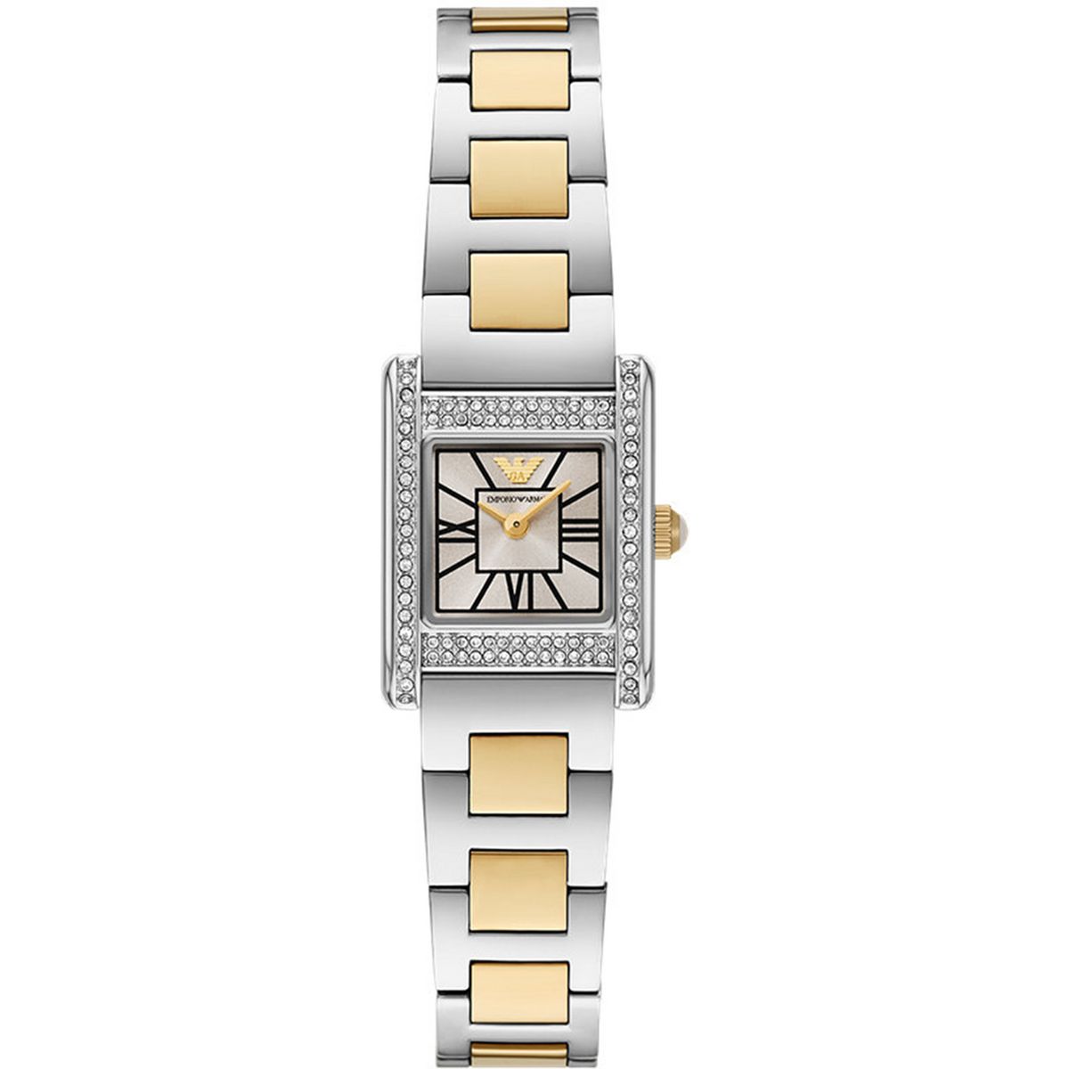 Elegante zweifarbige rechteckige Armbanduhr