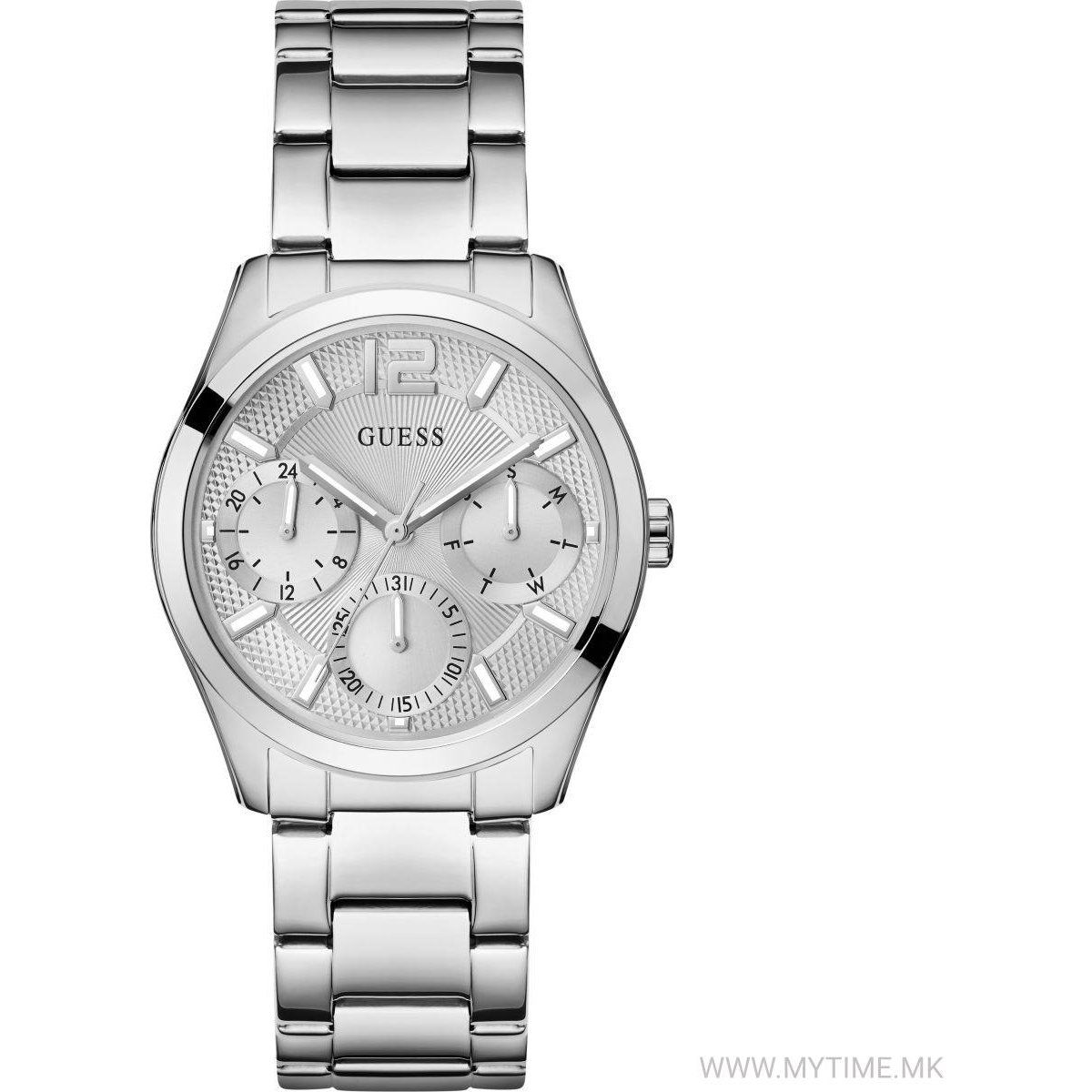 Elegante silberne Multifunktionsuhr