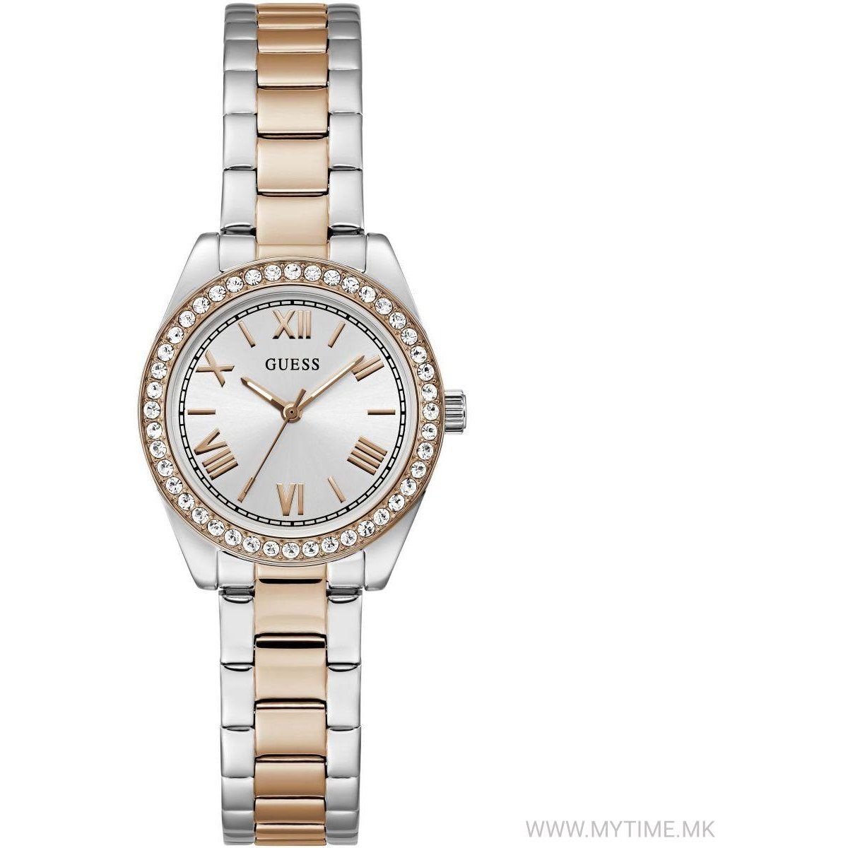 Elegante Bicolor-Uhr mit Kristalllünette