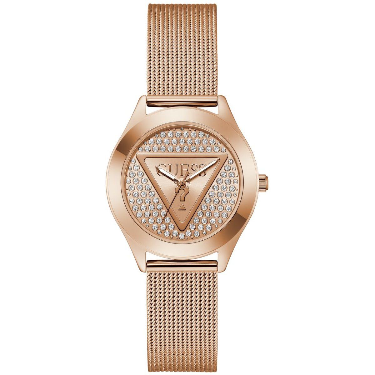 Elegante Glitz Plaque Mesh-Armbanduhr
