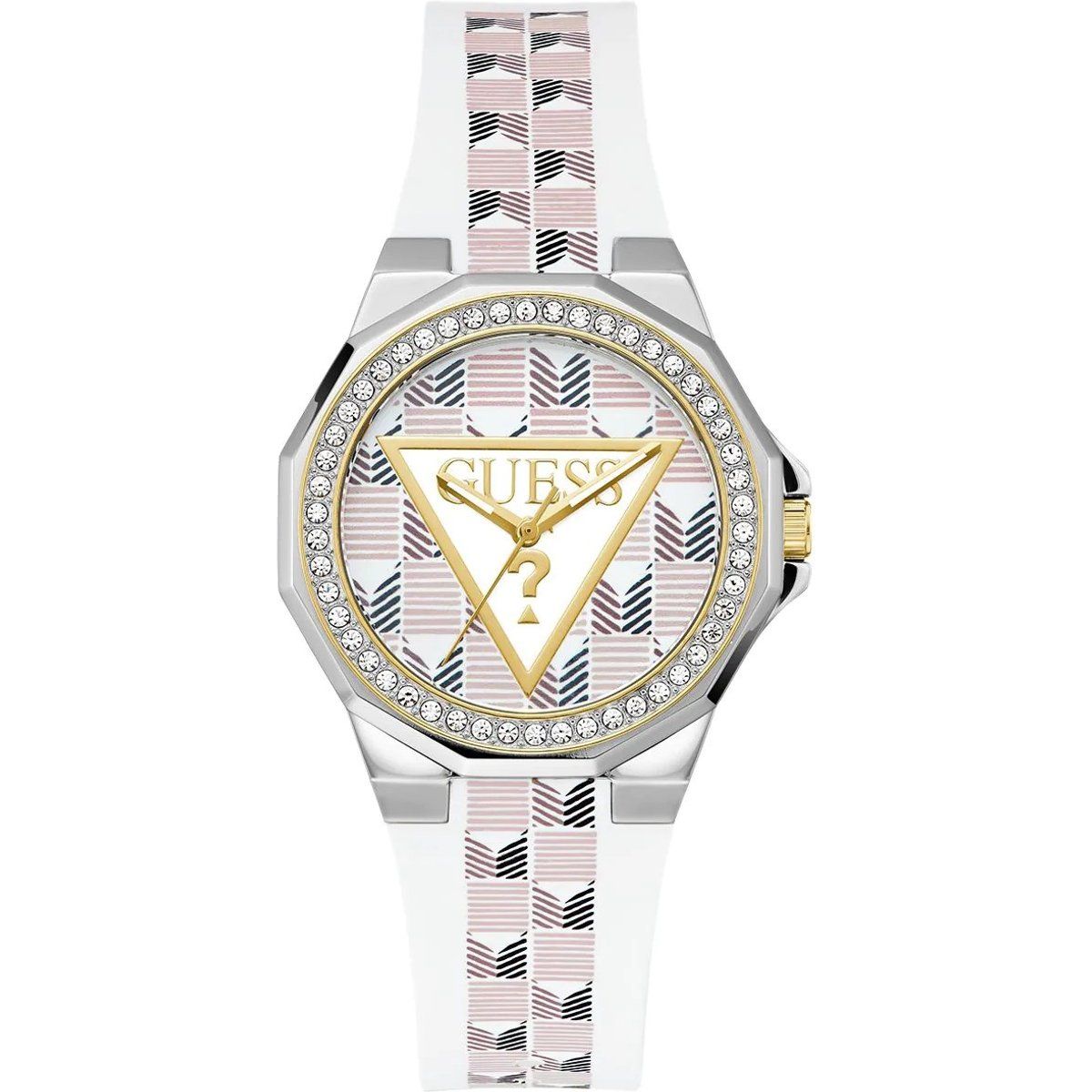 Kristallbesetzte Armbanduhr mit Mustermix