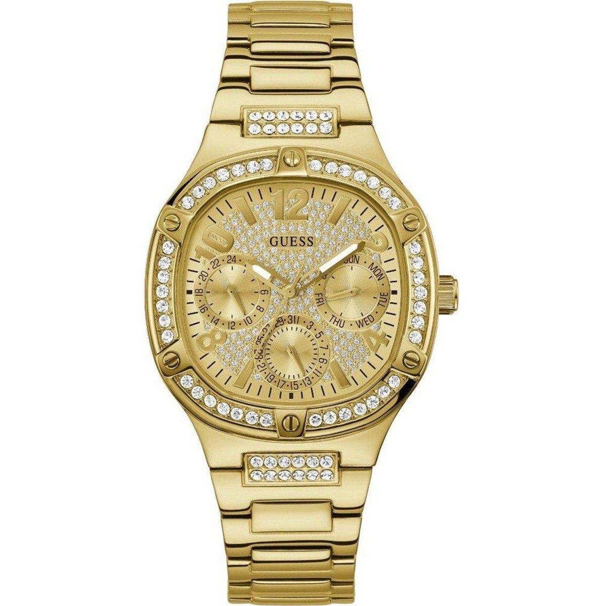 Armbanduhr mit Kristalllünette Gold
