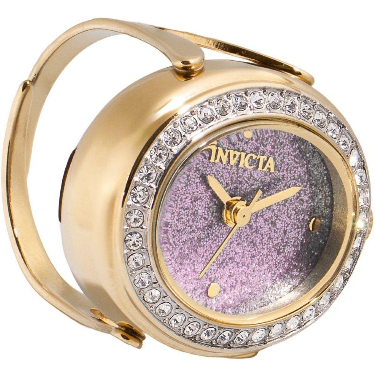 Glitzernde Ring-Uhr mit Kristallbesatz