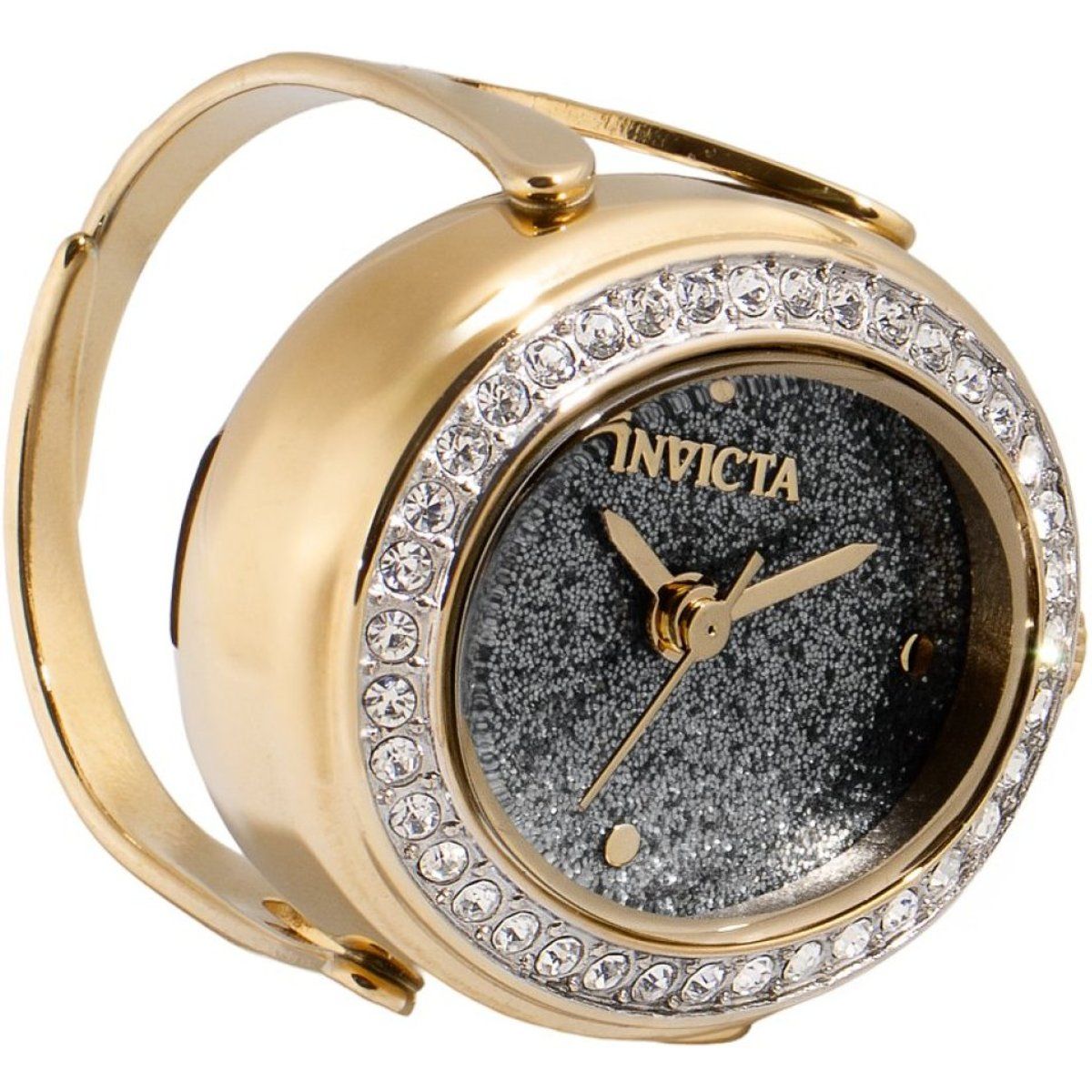 Elegante Ring-Uhr mit Kristallbesatz