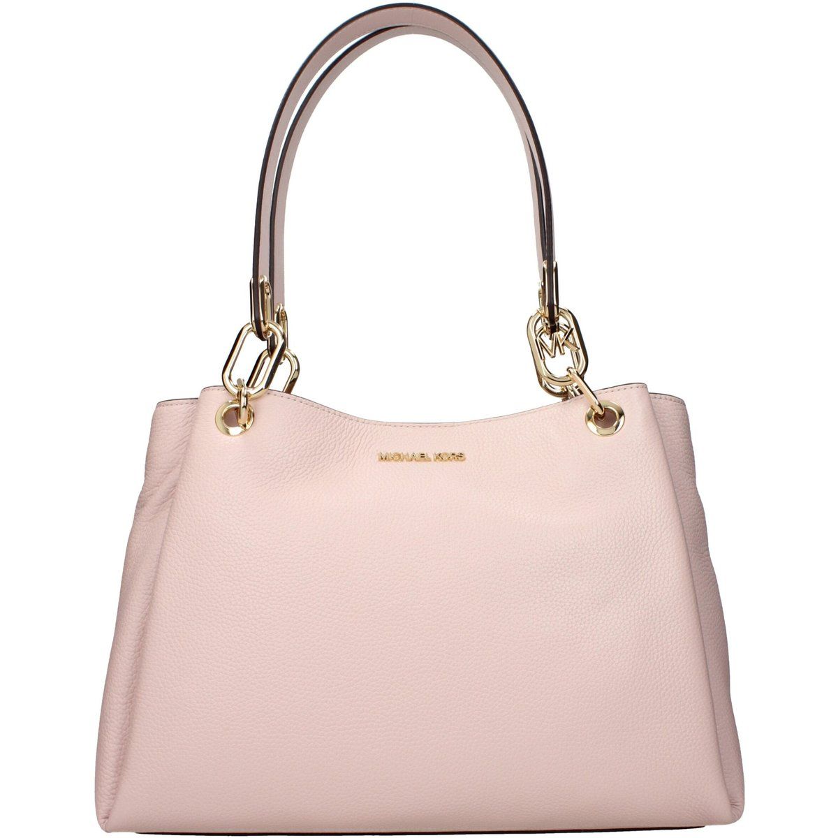 Schultertasche aus genarbtem Leder mit Kette