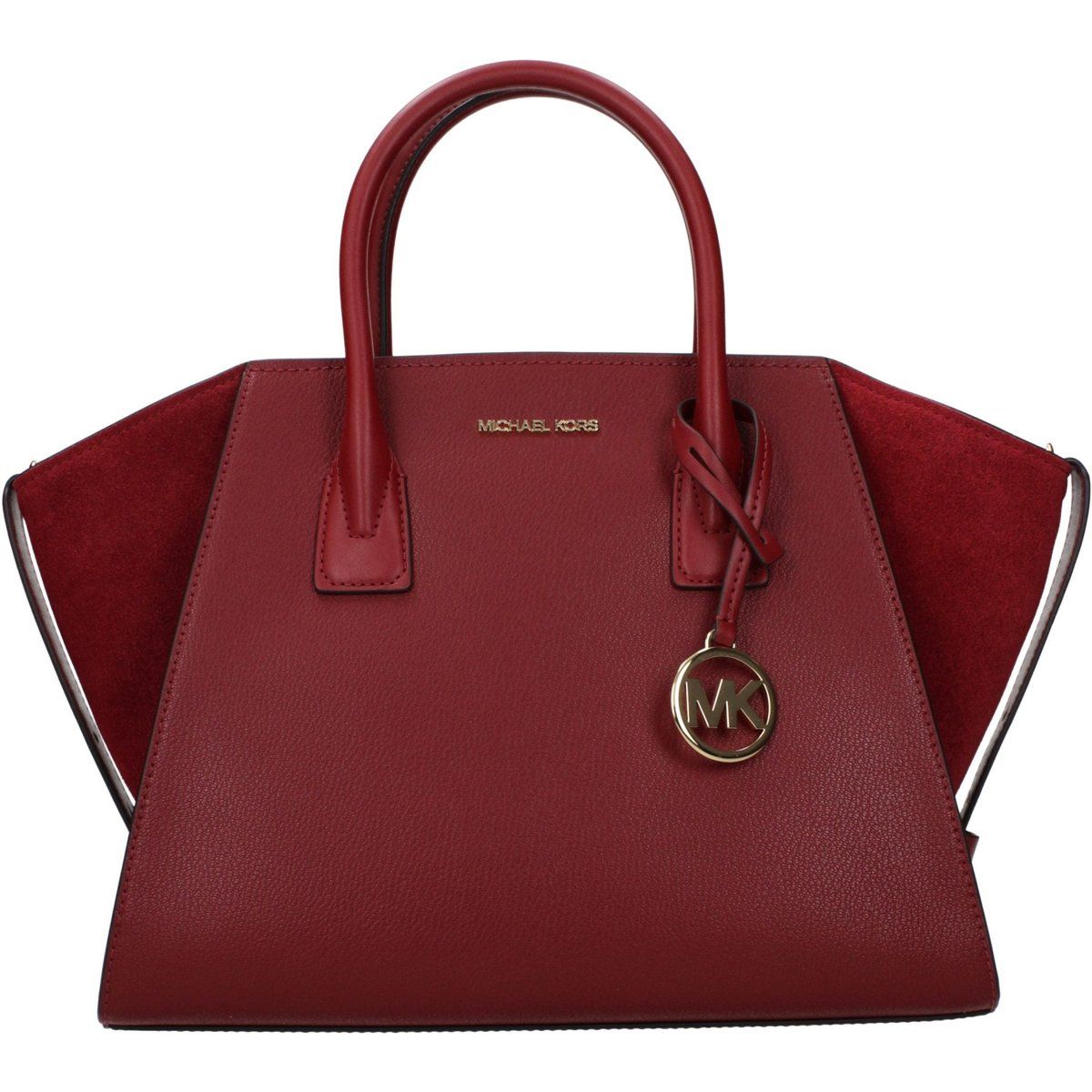 Elegante Leder-Henkeltasche mit Wildledereinsätzen