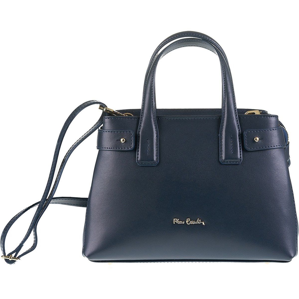 Strukturierte Leder-Satchel mit Tragegriffen