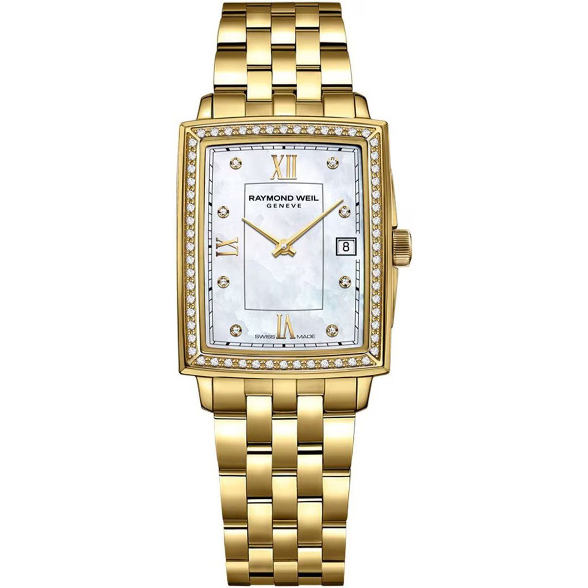 Elegante rechteckige Perlmutt-Armbanduhr