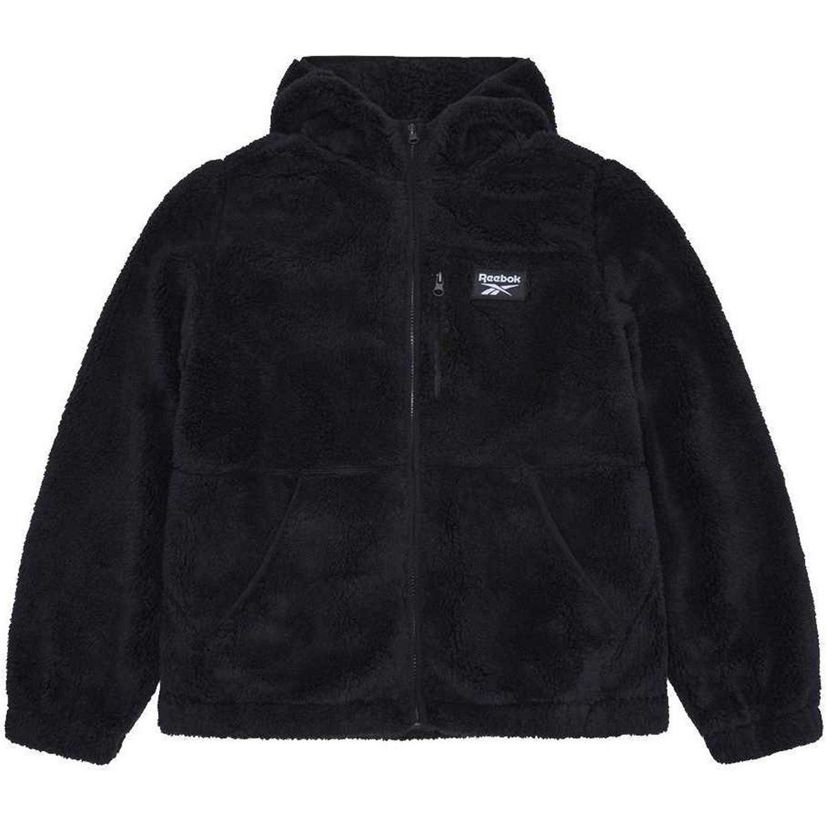 Doppelfleece-Jacke mit Kapuze und Reißverschluss