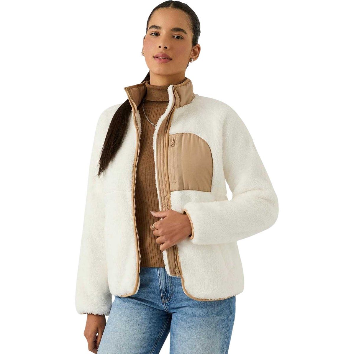 Teddy-Fleecejacke mit Brusttasche