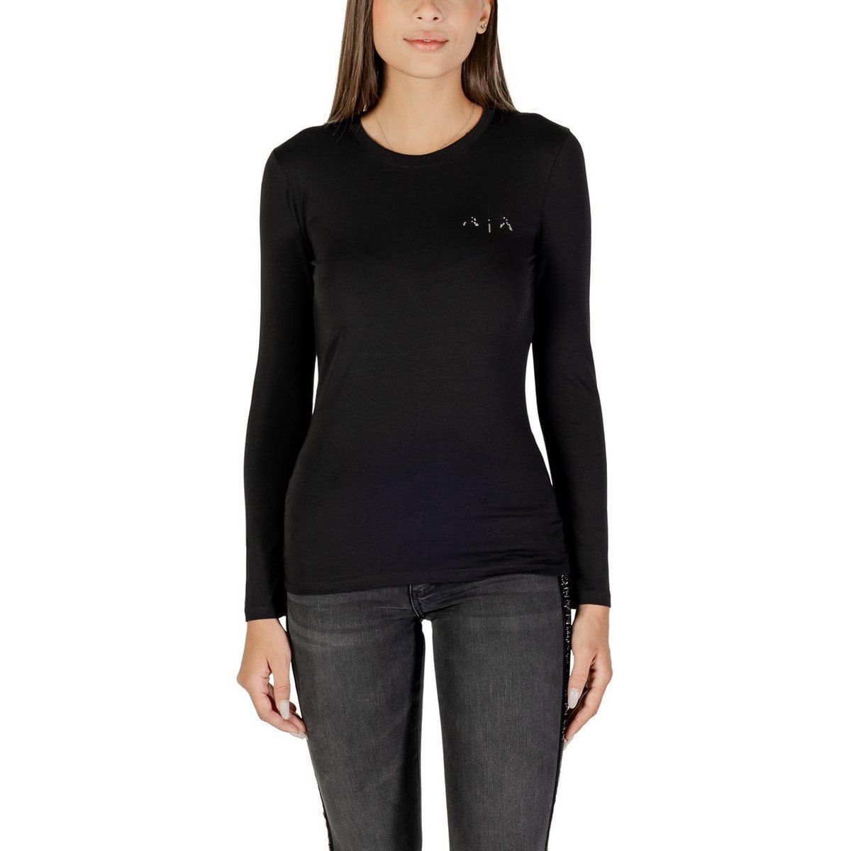 Körpernahes Langarmshirt mit Logo